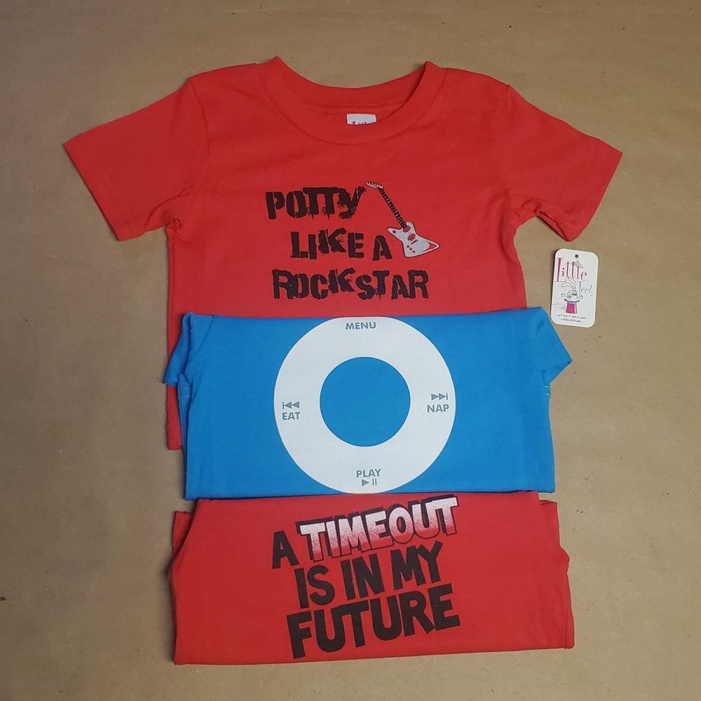 Little Teez T-Shirts 3 Pack Size 2T Red/Blue